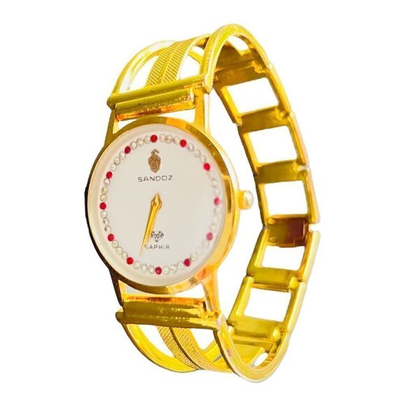 Rare Vintage Watch Sandoz Saphir HC 6026 Gold Plated Sapphire Crystal Watch EUC - Picture 1 of 9